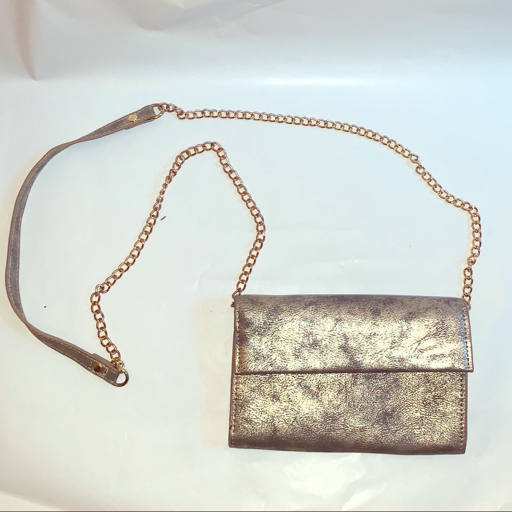 Gold marbled crossover clutch